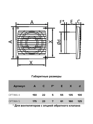 Вентилятор накладной OPTIMA D100 AT AURAMAX