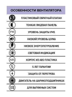 Вентилятор накладной SLIM D125 обр.клапан DICITI